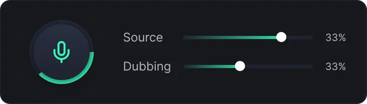 AnyDub mixer blending the original Source and translated Dubbing volumes